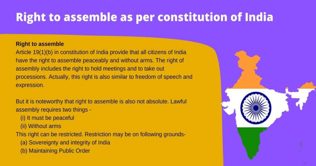 Right to assemble as per constitution of India