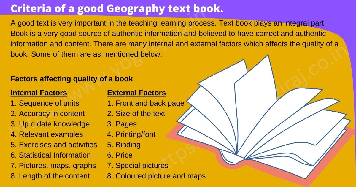 Criteria of good geography text book