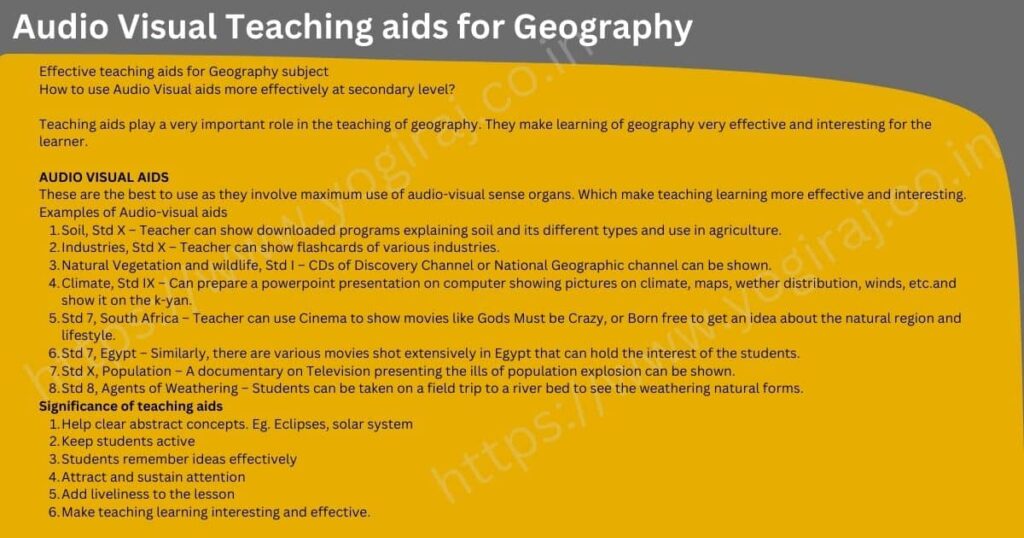 Audio Visual Teaching aids for Geography