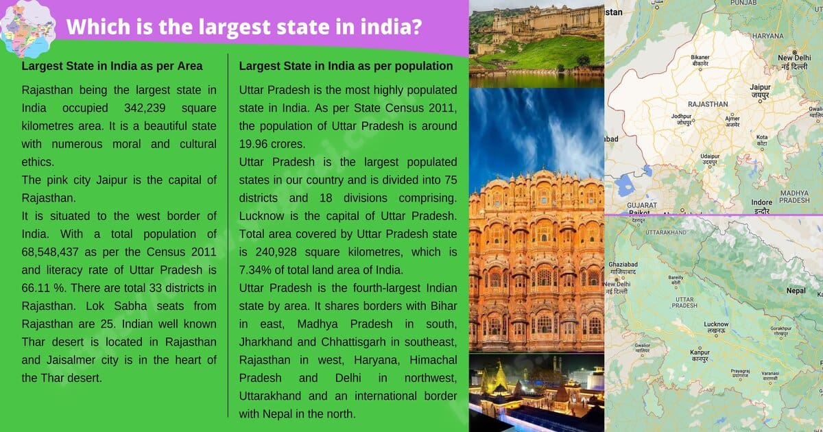Which is the largest state in India | Indian States