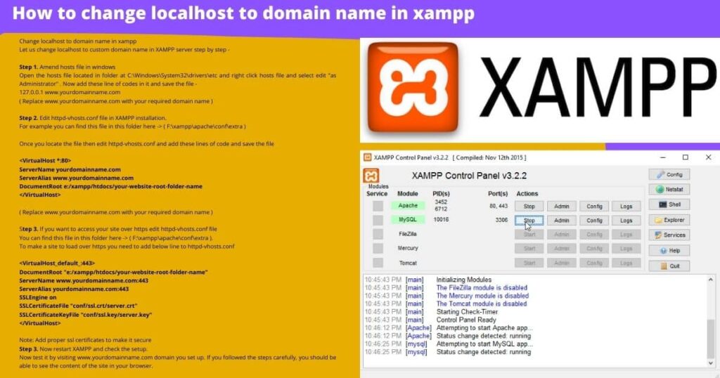 How to change localhost to domain name in xampp