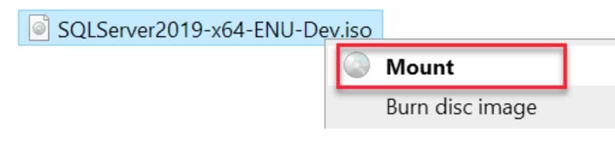 SQL Server installation – Right click and mount ISO