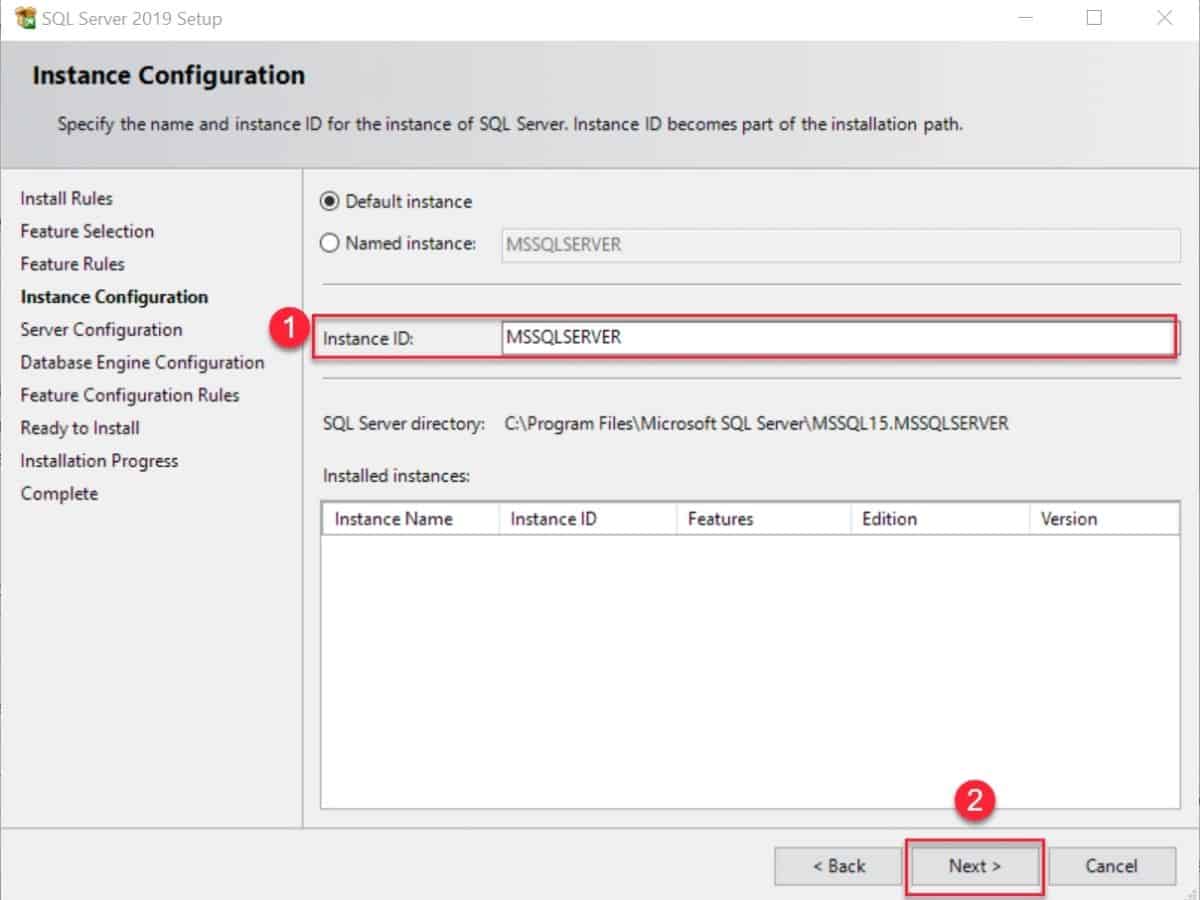 SQL Server installation - Type the instance ID of SQL Server