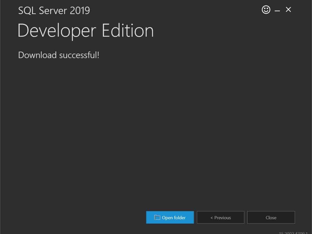 SQL Server installation - download complete