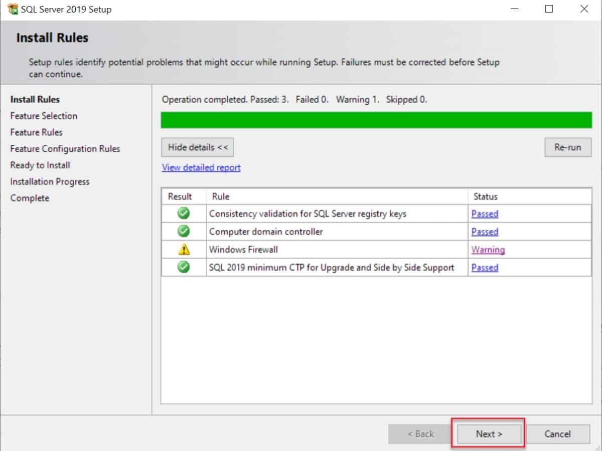 SQL Server installation - check for the prerequisites