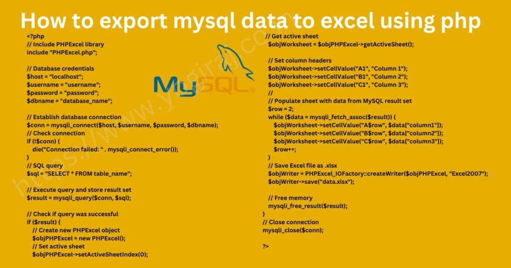 How to export MySql data to excel using php