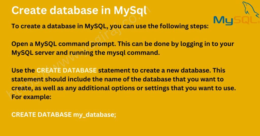 How to create database in MySql ?