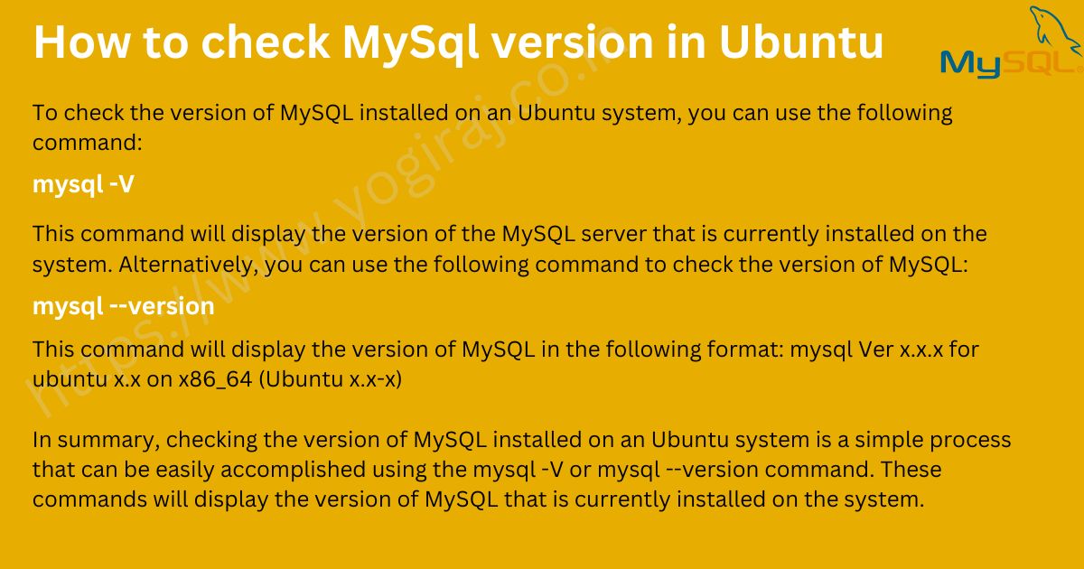How to check MySql version in Ubuntu