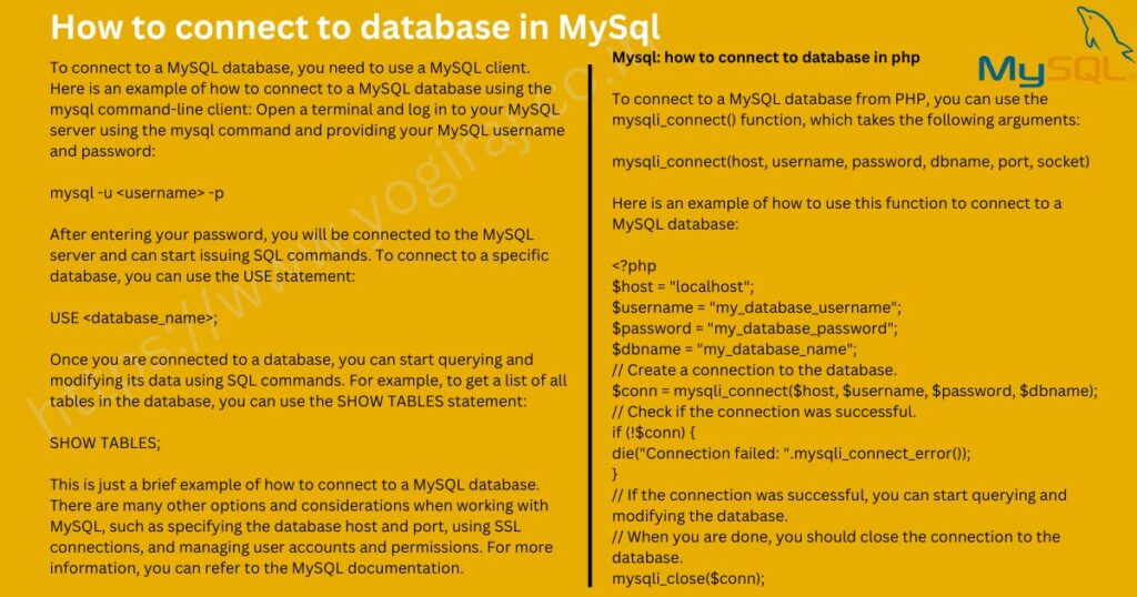 MySql – how to connect to database