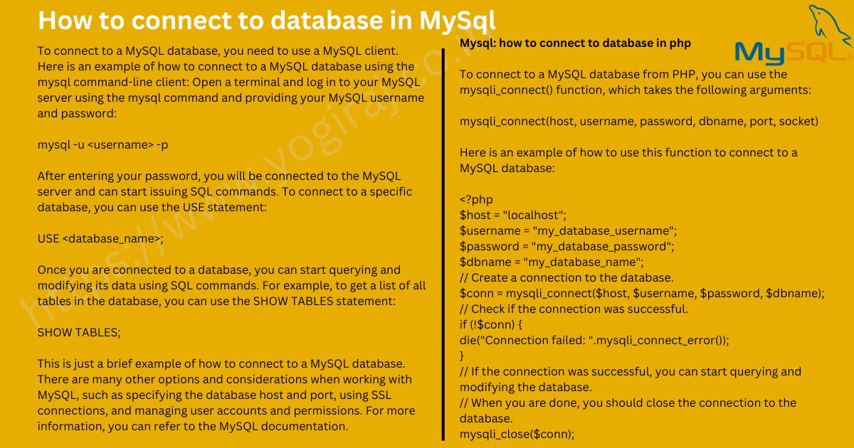 MySql – how to connect to database