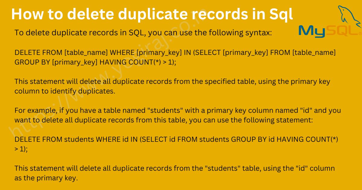 How to delete duplicate records in Sql