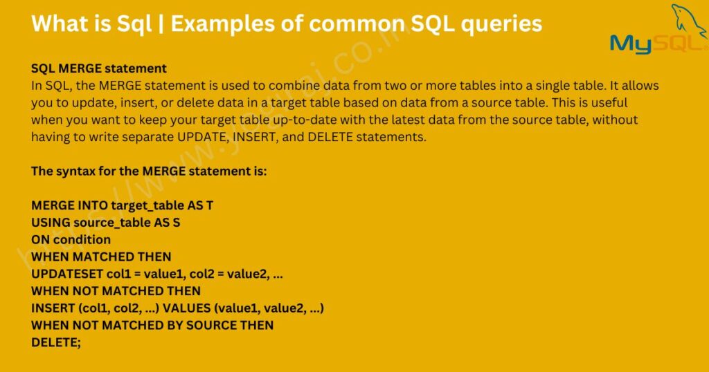 Sql merge statement with example
