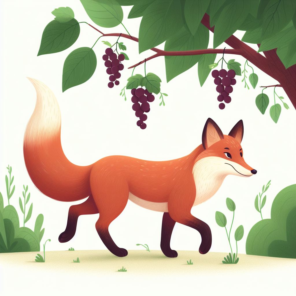 Fox walking away without grapes