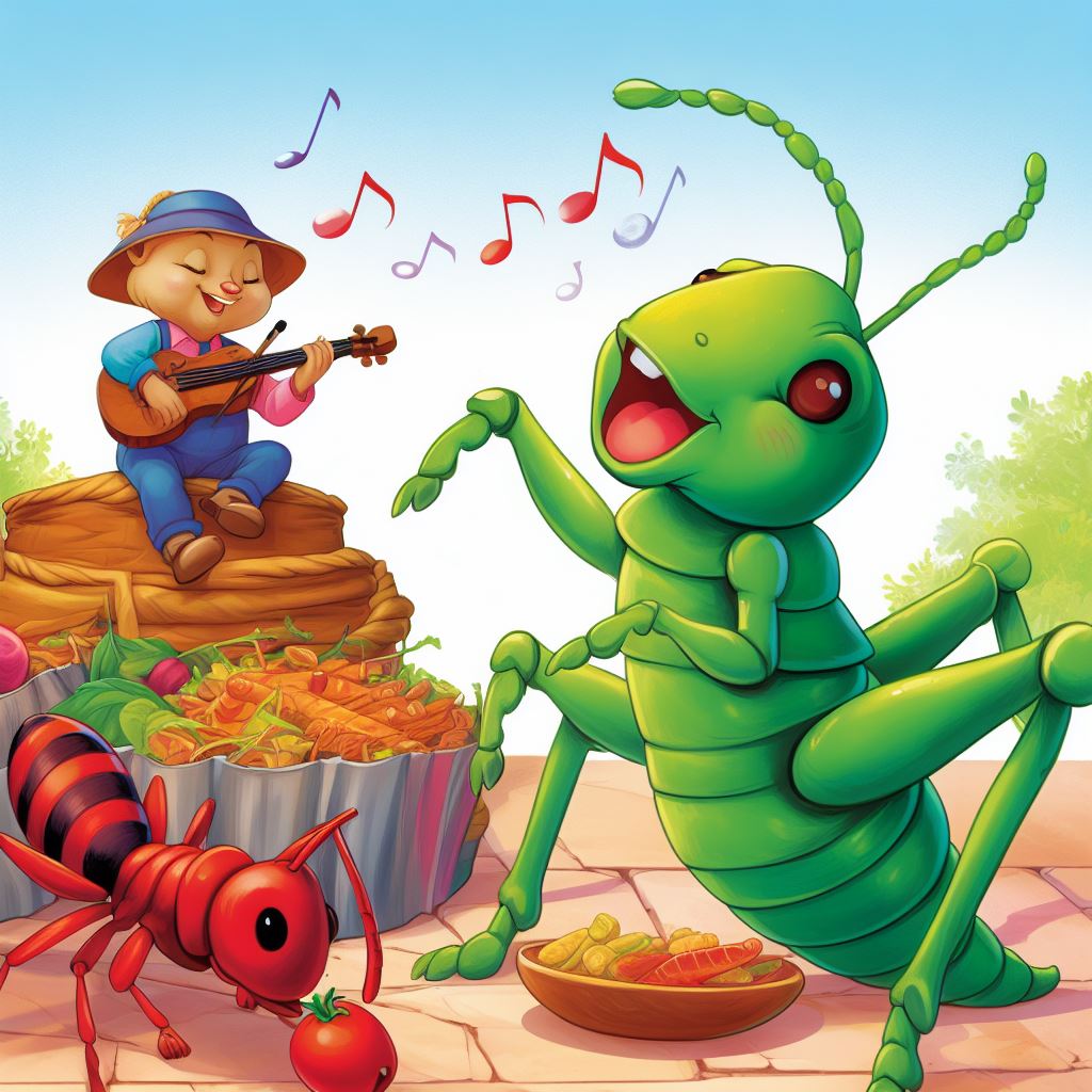 Ant is working hard but grasshopper is singing Ant is working hard but grasshopper is singing